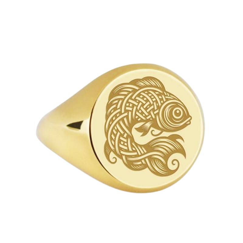 Bague poisson koï en argent 925 massif et plaqué or | Chevalière ronde de luxe