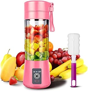 Ksera Portable Blender, Smoothie Juicer Cup, Personal Mini Blender for Smoothies, Shakes- Six Blades, USB Rechargeable Travel Handheld Fruit Juicer (Pink)