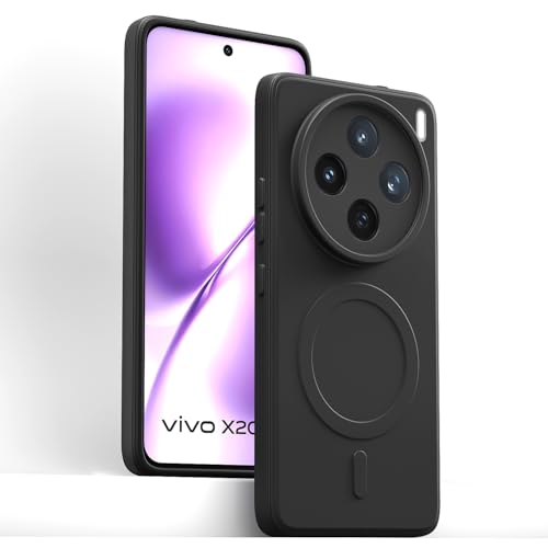 Image of Pikkme Back Cover for Vivo X200T 5G Soft Matte Silicone Mag-Safe Design (Mag-Safe Not Support) Camera Protection | Slim Fit Bumper Cover (Black)