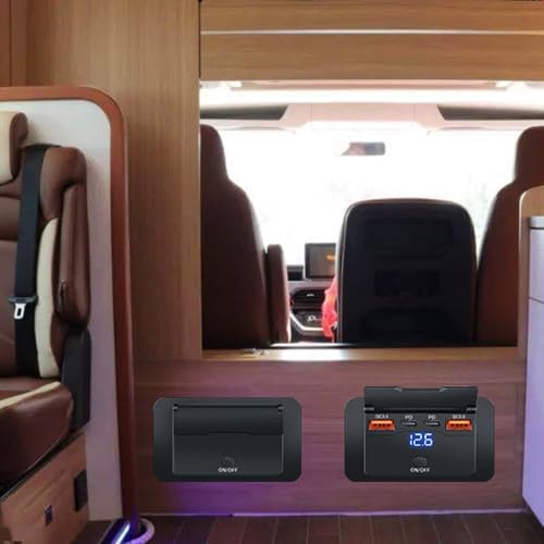 PD3.0 & QC3.0 USB Charges with Power Switches 12V / 24V USB Outlet Easy to Use for Car Boats Motorcycle Double Charges — view 7