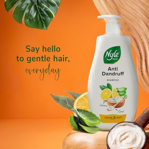 Image of Nyle Naturals Anti Dandruff Shampoo|For Dandruff Free Hair |Enriched With Curd & Lemon |Gentle & Soft Shampoo For Men & Women, 1L