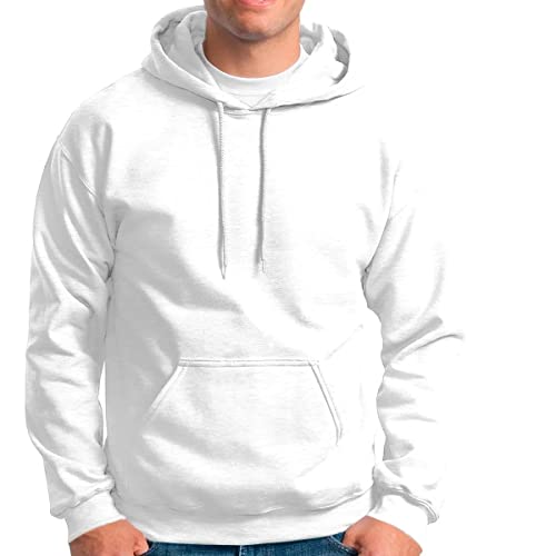 Blusa De Frio Moletom Sem Estampa Liso Unissex Com Bolsos (G, BRANCO)