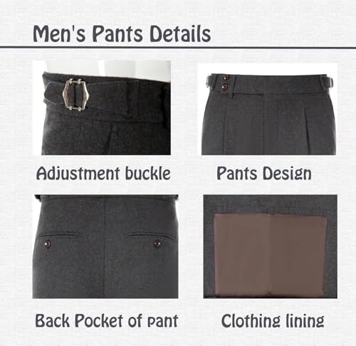 Retro 2 Piece Suit Wool Men's Suits Slim Fit Groom Wool Blend Formal Party Dinner Tuxedo Set Prom Jacket Blazer Pants3