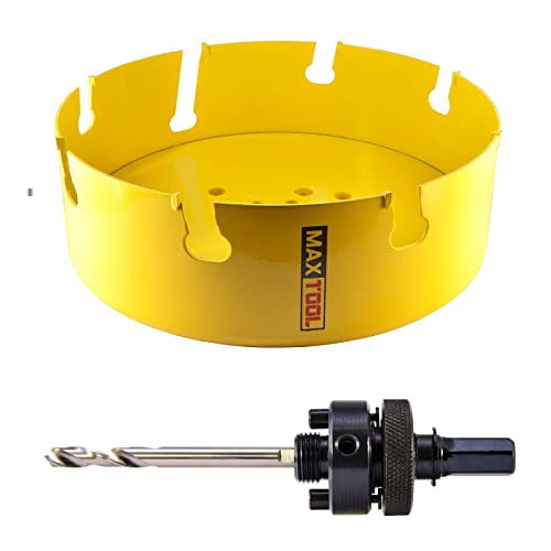 Maxtool 8-1/16" Tct Hole Saw 205Mm Carbide Tip Holesaw Arbored Pilot Bits Cutting Asphalt Brick Concrete Gypsum Limestone Tile Wood Mdf; Ct00Y57R804A #TOP1