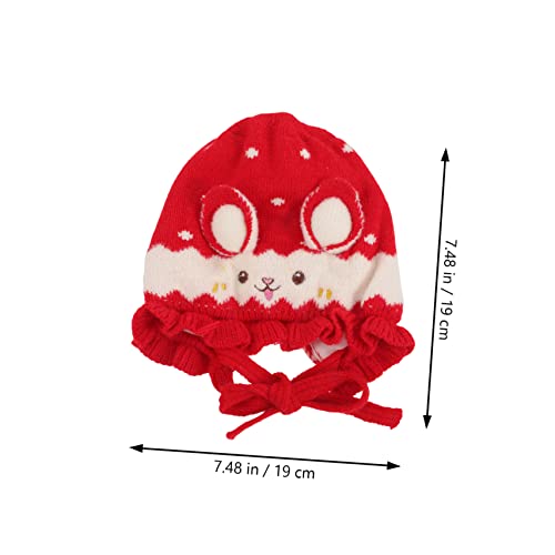 NOLITOY Winter Cartoon Hat Warm Knitted Hat with Ear Flaps for Boys and Girls Soft Comfortable Skin-Friendly Material Adorable Bunny Design Red for Christmas and Outdoor Activities4
