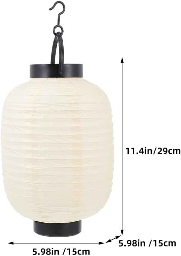 DOITOOL 2Pcs Folding Japanese Lanterns Outdoor Decorative Paper Lanterns with Led Lights for Festive Hanging Asian Style