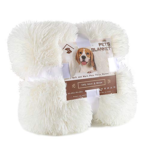 LOCHAS Luxury Velvet Fluffy Dog Blanket 40''x60'', Extra Soft and Warm Sherpa Fleece
