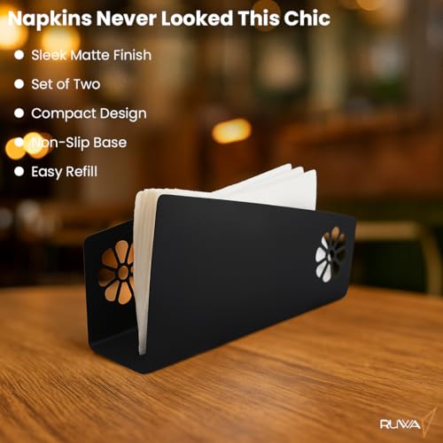 Image of RUWA Napkin Holder for Dining Table - Tissue Paper Stand for Kitchen, Table, Home Decor, Office, Restaurant, Tissue Dispenser Organizer for Dinner Tables, Kitchen, Bathroom | Floral | Set of 2