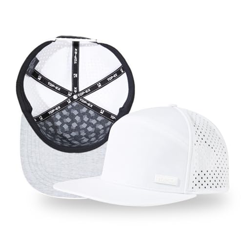 UVCoolix™ Cooling Sweatband Flat Bill Golf Baseball Cap,Breathable Sun Protection,Water-Resistant Snapback Performance Hat