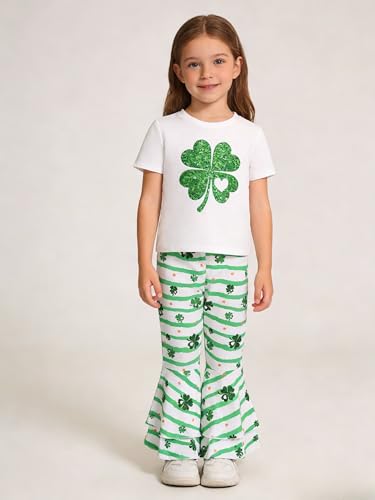 Image of Ayzozuy Kids Toddler Girl Clothes Letter Print Graphic Top + Leopard Print Flare Leg Pants 2PC Summer Clothing Set