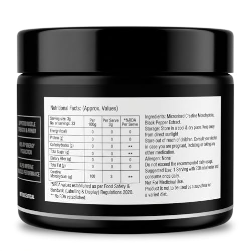 Image of Creatine Monohydrate Powder Unflavoured | Micronized Creatine for Muscle Strength, Performance & Energy Support | 3g Per Serving | Pre & Post Workout Supplement