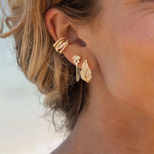 MYEARS Women Earrings Gold Huggie U Hoop 14K Gold Plated Small Simple Hypoallergenic Everyday Jewelry3