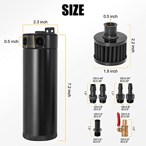 Temsone YX1015 Universal 2 Port Aluminum 750Ml Baffled Oil Catch Can Reservoir Tank thumb #6