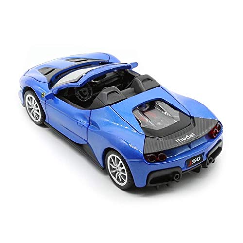 Image of 1:32 Diecast Ferrari J50 Alloy Metal Pull Back Die-Cast Car Scale Model Pullback with Sound Light Mini Auto Toy car for Kids Best Gifts Toys for Kids Boys(Blue)