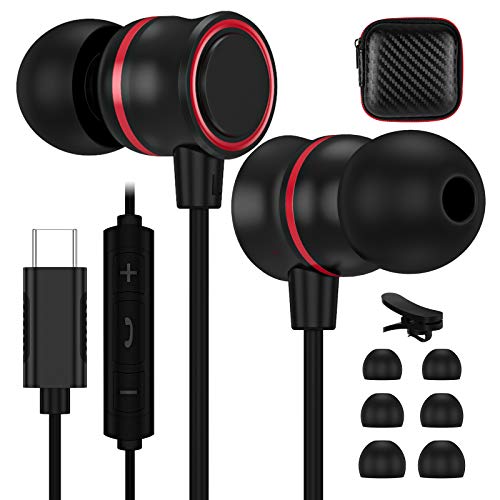 COOYA USB C Earbuds with Microphone Earphones with Stereo Bass Surround Sound Noise Isolation Type C in-Ear Wired Gaming Headphones for Samsung S21 S20 Ultra Note 20 OnePlus 9 7T 8 Pro Google Pixel 5