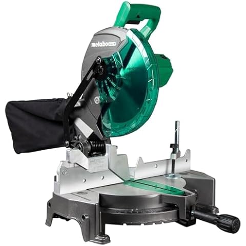 Metabo HPT 10-Inch Compound Miter Saw, 15-Amp Power Saw with Large 10-Inch Table, Precision Miter Angles, Single Bevel 0-45°, 24T TCT Miter Blade, Positive Stops, Lightweight Design, C10FCGS Cover