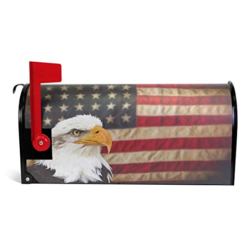 senya Magnetic Large Mailbox Cover Bald Bird with American Flag, Oversized - Thumbnail 2