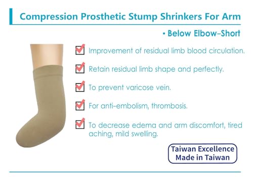 Image of Prosthetic Stump Shrinkers for Arm-Below Elbow - Short, Compression, Healthcare, Amputee arm Sleeve, 20-30, Elastic, Taiwan Excellence XL