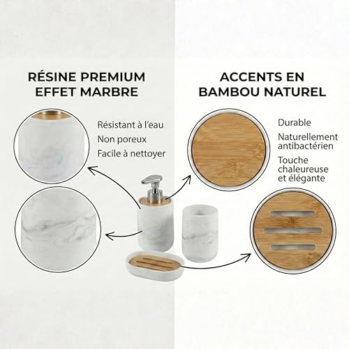 Porte-savon et distributeur salle de bain design marbre blanc - 5