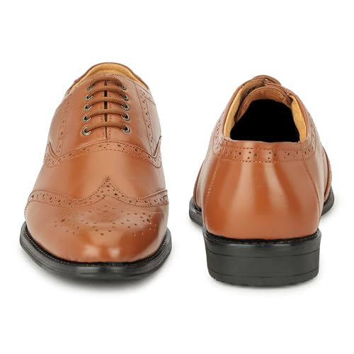 Image of Leatherful Genuine Leather Brogue Shoes for Men | TPR Sole & Nappa Leather Lining | Classic Dress Footwear New