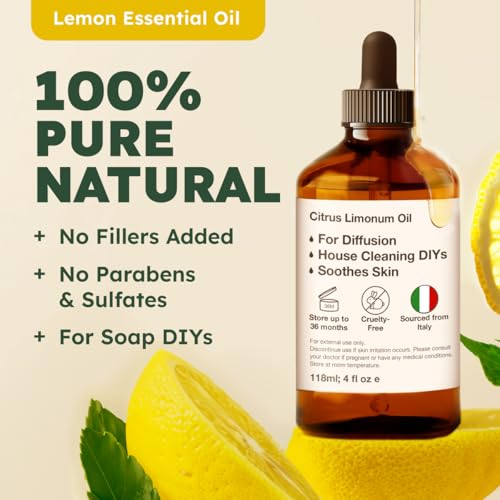 Kukka-Lemon-Essential-Oil-Huge-4-Fl-Oz-100-Pure-Natural-Lemon-Oil-for-Skin-Cleaning-Diffuser-DIY-Natural-Lemon-Essence-Oil-for-Aromatherapy-Soap-Making-Scent-More