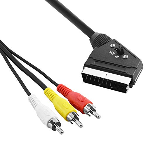 BestPlug péritel câble Adaptateur 1 péritel mâle vers 3 x Rouge Blanc Jaune Composite RCA RCA Cynch RCA Audio Vidéo AV RCA mâle 2 m 2 m