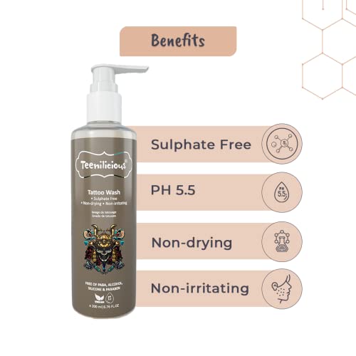 Teenilicious Tattoo Wash For Men & Women | Sulphate Free | Non Drying & Irritating | Free Form Silicones, Paraben & Paba - 200ml - Image 3