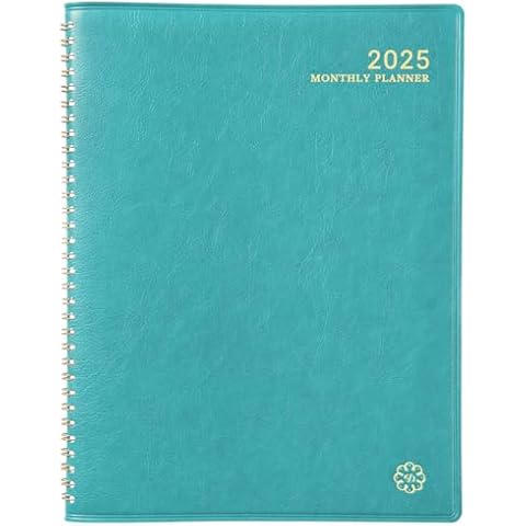 2025 Monthly Planner - 2025 Planner from Jan. 2025 - Dec. 2025, 9" x 11", Leather Calendar Planners with Tabs and Twin-Wire Binding Cover