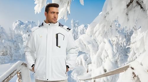 Image of QPNGRP Mens Waterproof Fleece Ski Jacket Windproof Winter Snow Coat