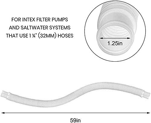 FUGKUOM Replacement Hose for Above Ground Pools,Swimming Pool Replacement Hose 1.25" Diameter for Models 330 GPH, 530 GPH, and 1,000 GPH,59" Long Filter Pump Hose (2)