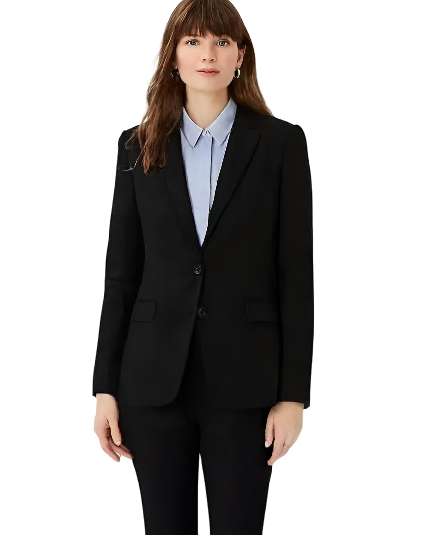 cadmon Women Cotton Blend Solid Single Breasted Blazer with Notched Lapel | Full Sleeves, Button Closure, Regular Fit Formal Blazer for Womens & Girls | Lightweight & Breathable Fabric (Black)_115-picture-44