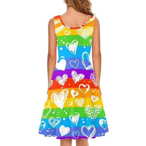 Image of TOADDITDO Women's Sleeveless O Neck Beach A-Line Party Coctail Tank Dresses Flared Sundress