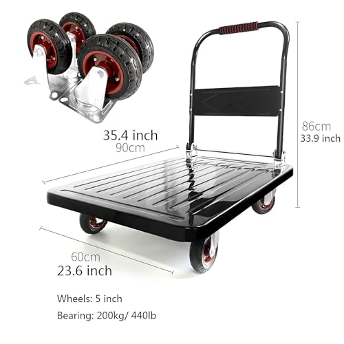 Carretilla Plataforma Plegable con Ruedas Grande y Mango Metal miniatura 2