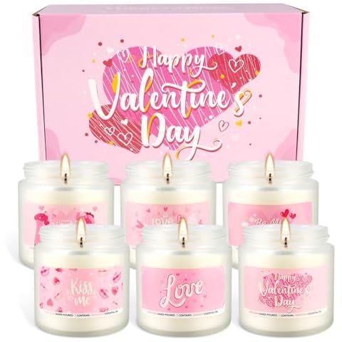 Valentines Day Gifts,6pack Valentine's Scented Candle-Long Lasting Burning-Aromatherapy Candle for Men Husband Boyfriend,Romantic Gifts for Women, Girlfriend Wife,Mother,Home Decor,Anniversary Cover