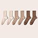 Womens Sports Sock,6 Pairs Cotton Socks For Women Comfy Breathable Stretchy Ribbed Crew Socks Fashion Solid Color Daily Versatile Sock