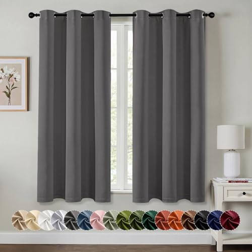 Image of MIULEE Blackout Curtains for Bedroom Living Room 2 Panels, Thermal Insulated Room Darkening Drapes Grommet Noise Reducing Light Blocking Window Treatments 54 Inches Long 40x54 Inch Gray