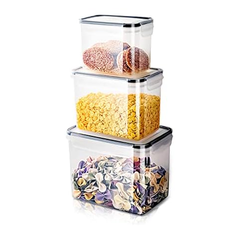 MDHAND Food Storage Container with Lid, Storage Jars Set of 6 (3 Containers + 3 Lids) BPA Free, Reusable Leak-proof Freezer Containers Storage Box for Microwave Cover