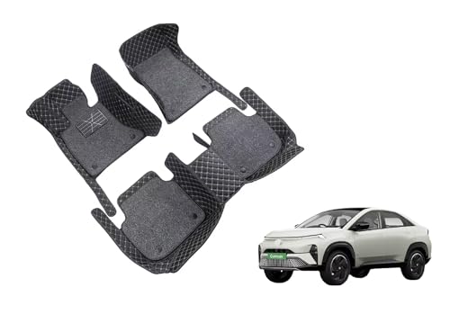 Image of Auto Hub 7D Car Floor Mats Compatible with TATA Curvv, Leatherette, 100% Waterproof & Washable, Curvv Car 7D Floor Mat, Black