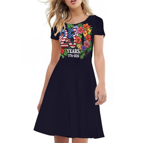 Image of AFPANQZ Womens Casual Summer Lightweight Vintage Dress Short Sleeve Midi Dress Knee-Long Luxury Formal Dress