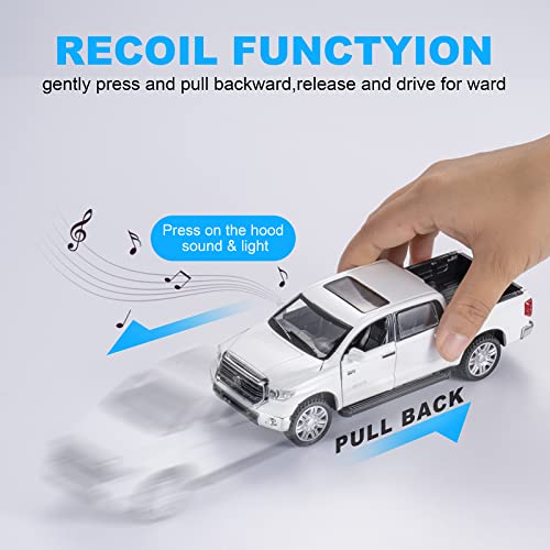 Sasbsc Toy Trucks For 3+ Year Old Boys Realistic Tundra Toy Truck Diecast Pickup Truck Toys With Light And Sound Collectible Metal Model Cars Gifts For Kids (White) … #TOP1