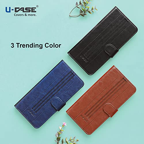 Image of U-Case Compatible with Realme 5 / Realme 5i / Realme 5s / Realme Narzo 10 Flip Cover | Leather Finish | Inside Pockets & Inbuilt Stand | Shockproof Wallet Style Magnetic Closure Back Cover Case