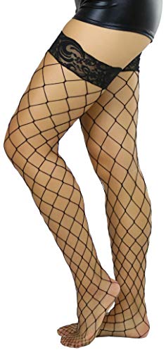 Image of ToBeInStyle Women's Vibrant Large Net Fishnet Thigh High Elastic Nylon Novelty Stockings