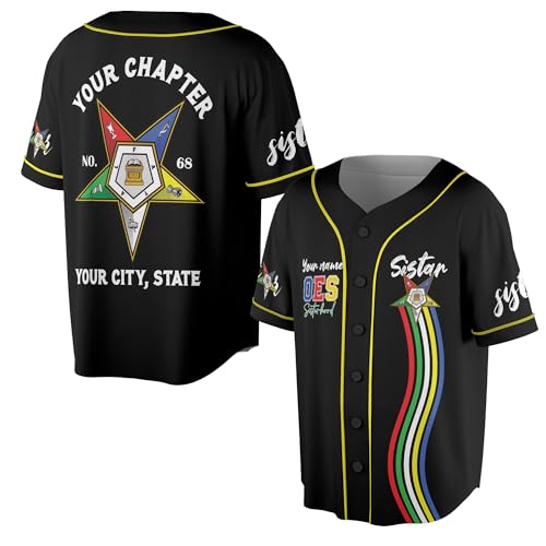 Customize Name, Chapter Name Masonic OES Order of The Eastern Star Sistar Freemason 3D Baseball Jersey S-5XL miniatura 1