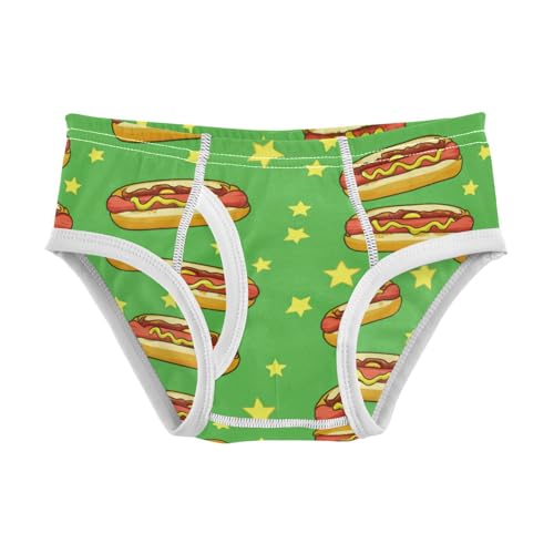 Wusikd Hot Dogs Boys' Underwear Cotton Green Stars Boys Briefs Soft Toddler Underwear 2T