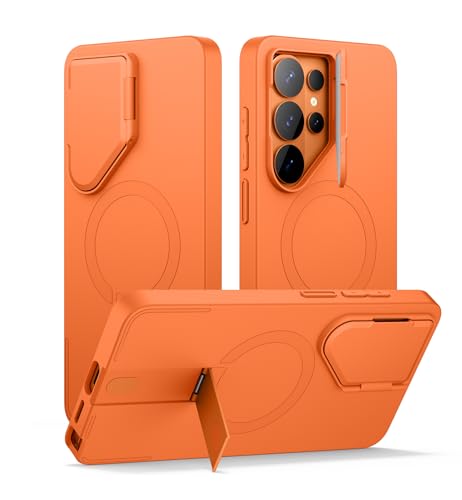 Image of SURITCH for Samsung Galaxy S26 Ultra Phone Case, Magnetic Protective Cover with Camera Cover & Adjustable Metal Kickstand for Galaxy S26 Ultra -Orange