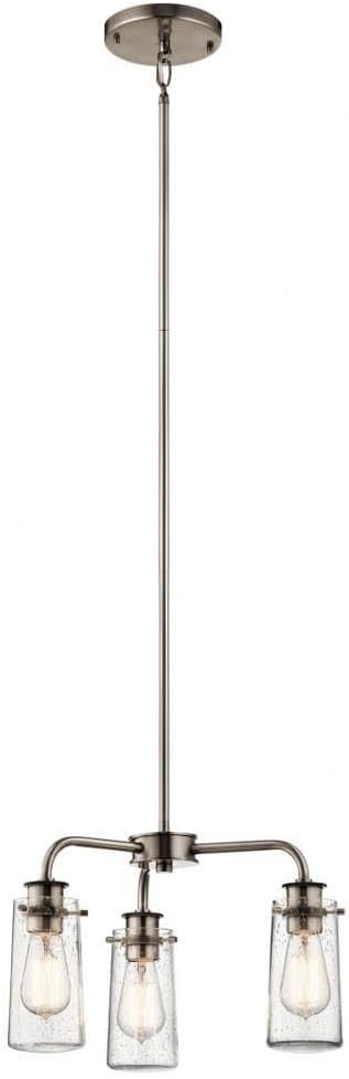 Kichler Braelyn 11.25" 3 Light Mini Convertible Chandelier or Semi Flush with Clear Seeded Glass Classic Pewter