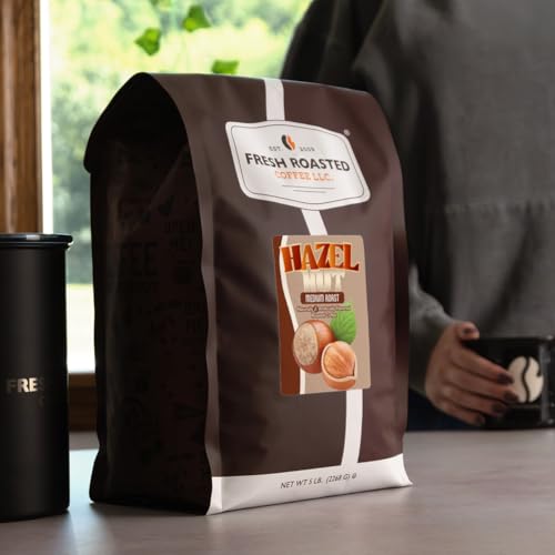 Image of Fresh Roasted Coffee, Hazelnut Flavored Drip Ground Coffee, Medium Roast, Kosher, 5 lb (80 oz)