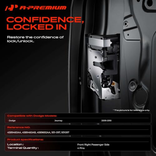 Image of A-Premium Front Right Passenger Side Door Lock Actuator | Compatible with Dodge Journey 2009-2010