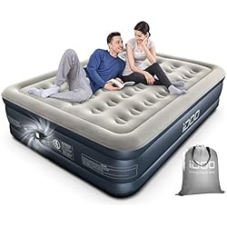 Camping Con Colchón Inflable iDOO Colchón Hinchable con Bomba de inflado y desinflado en Tan Solo 3 Minutos, para el hogar, Viajes y Camping, 203x152x46cm. Peso máximo:295Kg (Cama Matrimonial)