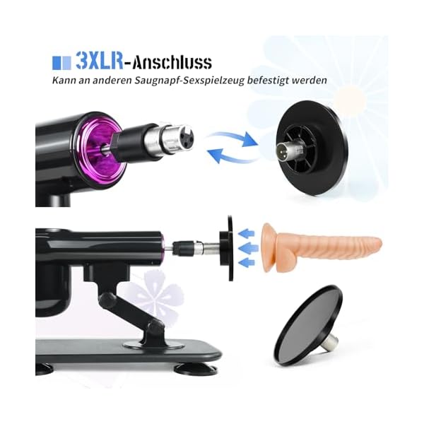 Sexmaschine,Automatische Fickmaschine mit Fernbedienung,Sexspielzeug für Frauen und Mann,3XLR-Schnittstelle Liebesmaschine mit Dildo und Saugnapf Adapter,Geschwindigkeit und Winkel Dildomaschine – Bild 3